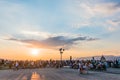 People watching Florence panorama. Sunset from Piazzale Michelangelo. Tuscany, Italy