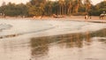 People watching golden hour Sunset at Saint Martin Island . Warmly natural view and Sae water vessel people wating at sunset time