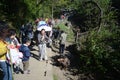 People watching a monkey