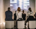 People are watching a movie in the hall Royalty Free Stock Photo