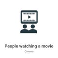 People watching a movie vector icon on white background. Flat vector people watching a movie icon symbol sign from modern cinema Royalty Free Stock Photo