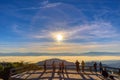 People watching sun rise morning mist at Doi Ang Khang mountain Royalty Free Stock Photo