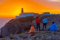 People are watching sunset at Cabo de Sao Vicente in Portugal