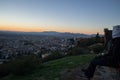 People Watching Sunset at Mirador del Barranco del Abogado Lookout in Granada, Spain