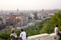 People watching sunset over Cairo in AlAzhar park Royalty Free Stock Photo