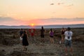 People Watching the Sunset over Sesriem Canyon, Sossusvlei, Namibia