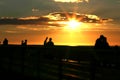 People watching the Sunset on San Clemente Pier Royalty Free Stock Photo