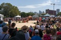 People watching traditional Aboriginal corroboree performance at Yabun festival