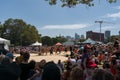 People watching traditional Aboriginal corroboree performance at Yabun festival