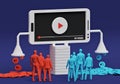 People watching video on smartphone, 3d rendering Royalty Free Stock Photo