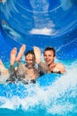 People water slide at aqua park