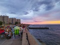 People at waterfront boardwalk, montevideo, uruguay