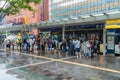 People wating at bus stop near Hakata station