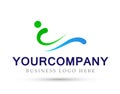 People and wave shaped company concept logo icon element sign on white background