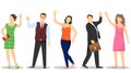 People wave their hands. Portraits of successful people waving. Man and women wave their hand. Flat vector cartoon