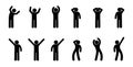 People waving their hands, various gestures, icon person gesturing, human silhouette stands, stick figure