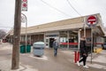 TORONTO, ONTARIO, CANADA - JANUARY 14, 2021: PEOPLE EXIT SUBWAY STATION DURING COVID-19 PANDEMIC.