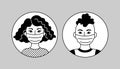 People Wearing Face Mask, African Man And Woman. Black And White Vector Pictogram, Simple Flat Icon. Medical Respirators