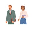 Businessman and woman with documents and folders
