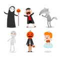 People wearing Halloween monster costume on white background, Royalty Free Stock Photo