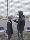 People Wearing Mask at NYC School Yard Empty Playground