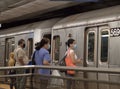 People Wearing Mask On Subway Platform Waiting for the Subway Train New York