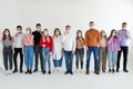 people wearing medical face mask, stand in a row Royalty Free Stock Photo