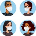 People Wearing Medical Mask Avatars Set Royalty Free Stock Photo