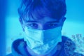 people wearing a protective mask from infections epidemic danger infection fear concept - coronavirus aerial diffusion