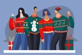 people wearing ugly sweaters vector design illustration