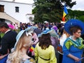 People who enjoy the monarchy day in the courtyard of the Elisabeta Palace Royalty Free Stock Photo