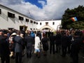 People who enjoy the monarchy day in th e courtyard of the Elisabeta Palace Royalty Free Stock Photo