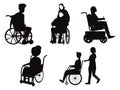 People who wheelchairs silhouette Royalty Free Stock Photo