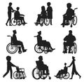 People who wheelchairs silhouette Royalty Free Stock Photo