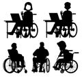 People who wheelchairs silhouette Royalty Free Stock Photo