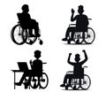 People who wheelchairs silhouette Royalty Free Stock Photo