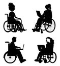 People who wheelchairs silhouette Royalty Free Stock Photo