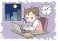 Overtime image woman - sleepiness