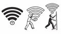 People with wifi signal, wireless internet, connectivity, network, Vector Design, Generative AI
