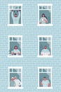 People at the window. Stay at home concept.