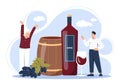 People with wine barrel