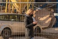 People on a winter day facing quarantine. Man, woman, mums, child, old and young people outdoors. Prague 6 Royalty Free Stock Photo