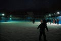 People are skating on winter skating rink