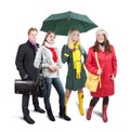 People in wintry clothes with bag Royalty Free Stock Photo