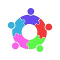 People work as a team of three puzzle pieces. business concept Royalty Free Stock Photo