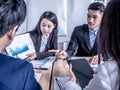 People at work: business team having a meeting with team training flipchart office Royalty Free Stock Photo