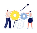 People work together. Gender collaboration, man woman successful business partnership. Teamwork vector illustration Royalty Free Stock Photo