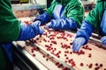 People at work.Unrecognizable workers hands in protective blue g