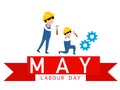 People with worker`s helmet representing working people of international labor day