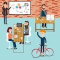 People working in the co-working space infographics elements.illustration EPS10. Royalty Free Stock Photo